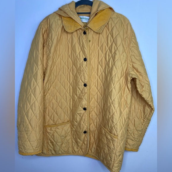 VINTAGE Simons quilted corduroy collar yellow jacket - Picture 1 of 13
